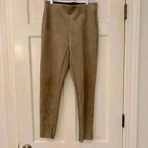 Zara Pants Womens Medium Faux Suede Skinny Front Seam High Rise Brown Ankle Zip.